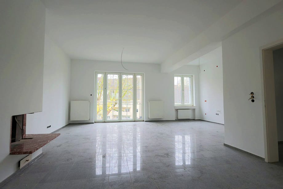 Wohnbereich mit Kamin im Bismarckhaus Essen